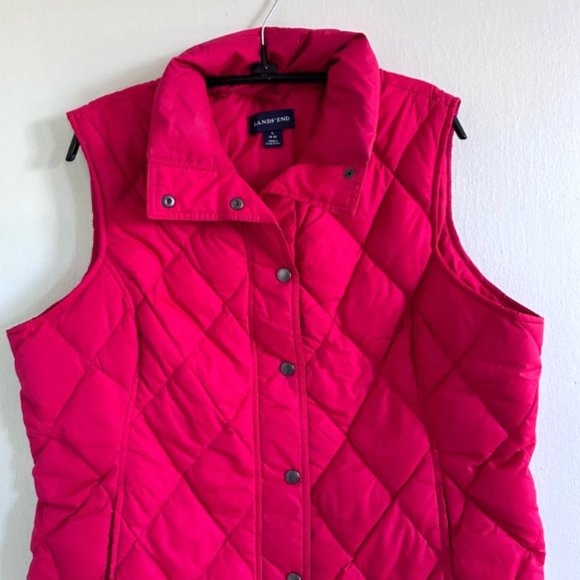 Lands End red down puffer vest size L - Picture 3 of 4